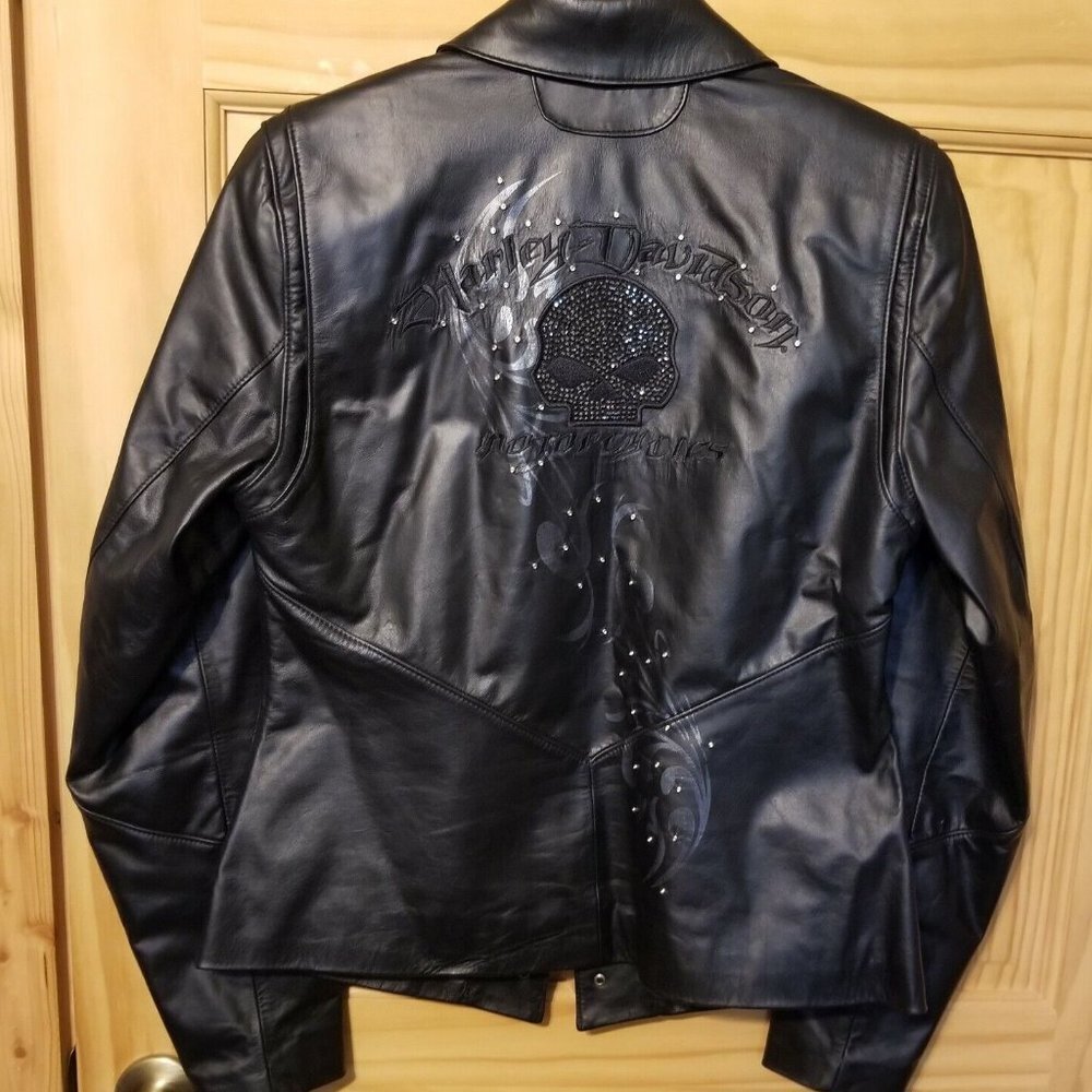 Women's Genuine Harley Davidson Wicked Willie Bling Leather Jacket 1W NWOT​​ - Picture 2 of 10